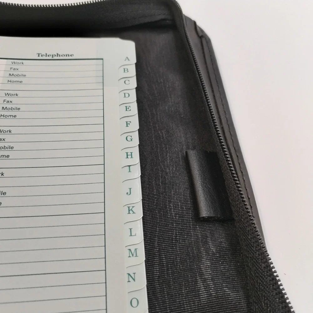 Franklin Planner‎ Classic Leather Zipper Binder 7 Ring Organizer Black 19624.498